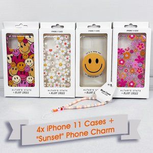 FOUR iPhone 11 Cases by Alter'd State - Smiley Face Theme + Phone Charm